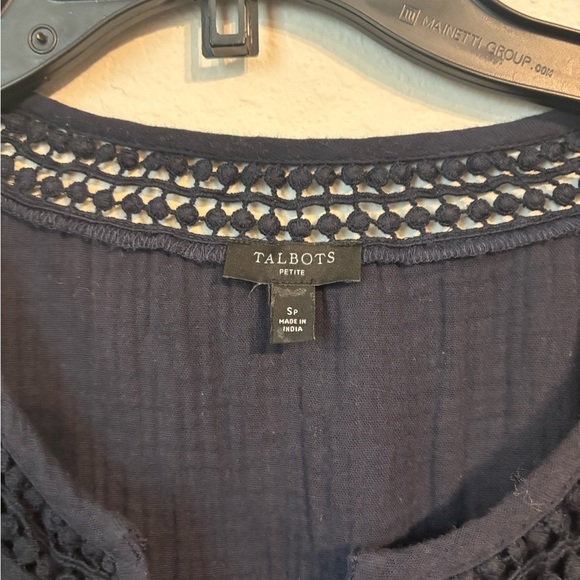 Talbots Blue Midi Sundress V-Neck Short Sleeve Front Tassel Tie Size SP - Picture 3 of 7